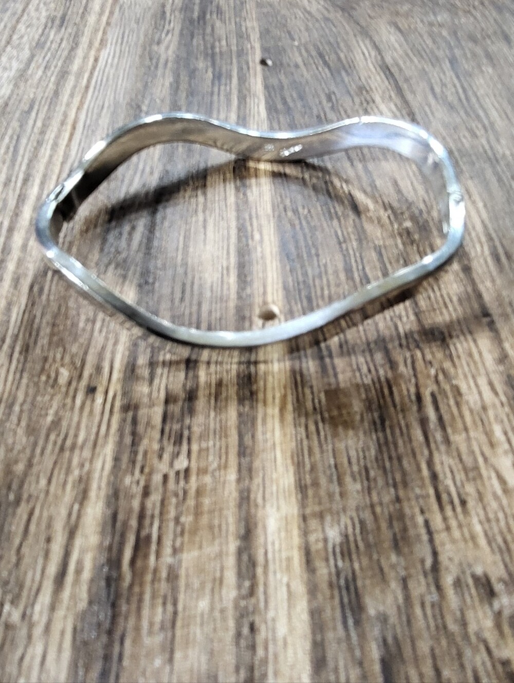 Sterling Silver Wavy Bangle Bracelet - Hinge Clasp